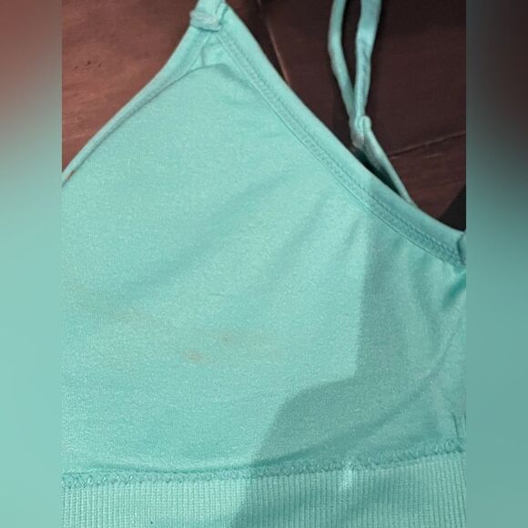 WOMENS HURLEY SEAMLESS RACERBACK SPORTS BRA TEAL GREEN AND PINK SIZE SMALL - Picture 4 of 6
